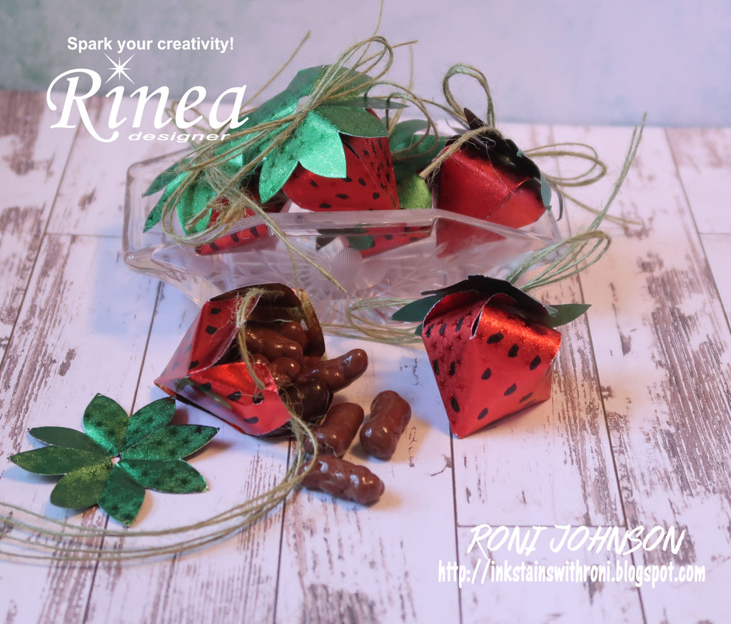 Rinea Foiled Paper Strawberry Treat Boxes by Roni