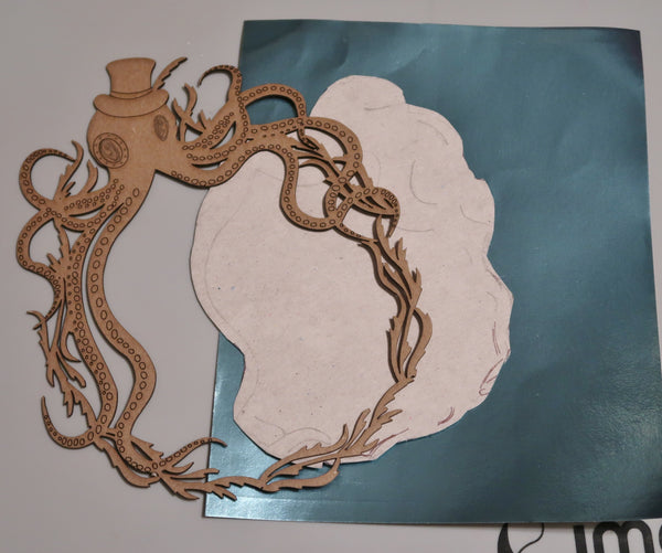 Rinea Foiled Paper Steampunk Octopus Magnet by Roni Johnson