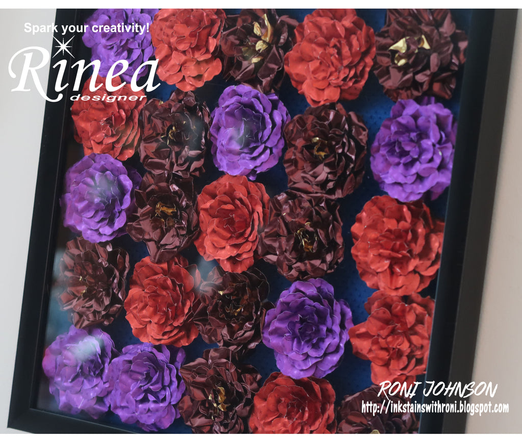 Rinea Foiled Paper Rose Shadow Box by Roni Johnson