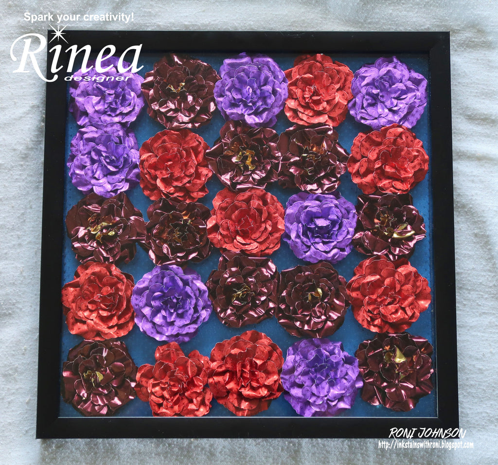 Rinea Foiled Paper Rose Shadow Box by Roni Johnson