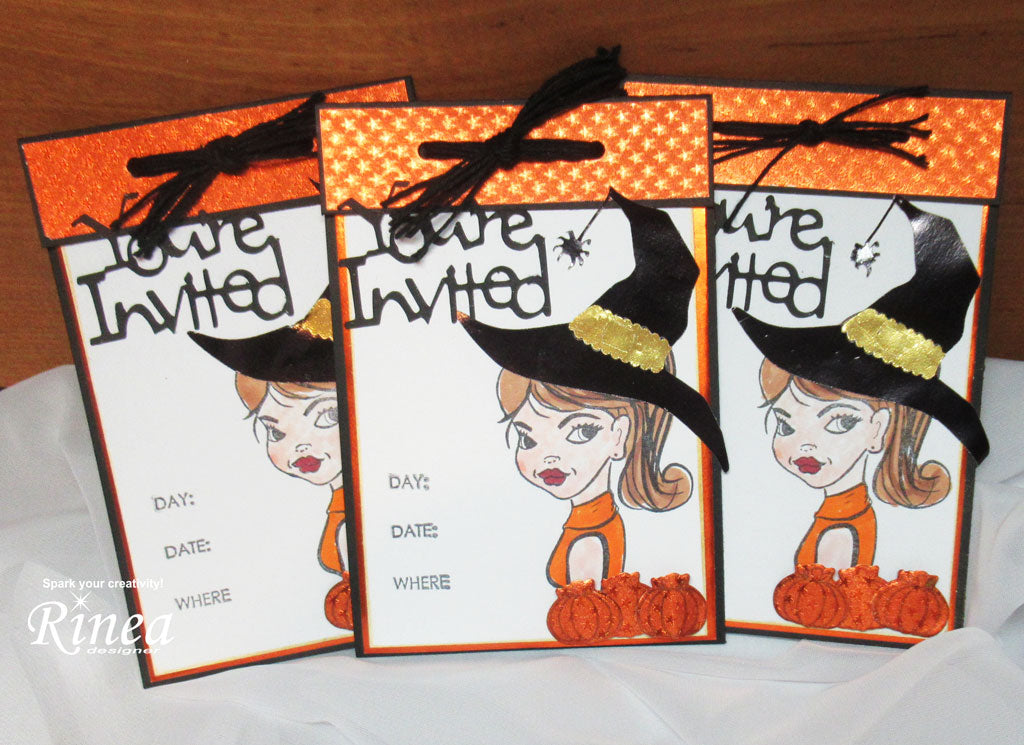 Halloween Invitations using Rinea Foiled Paper