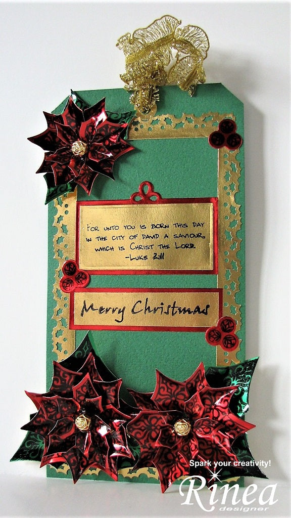 Christmas Tag using Rinea Foiled Paper