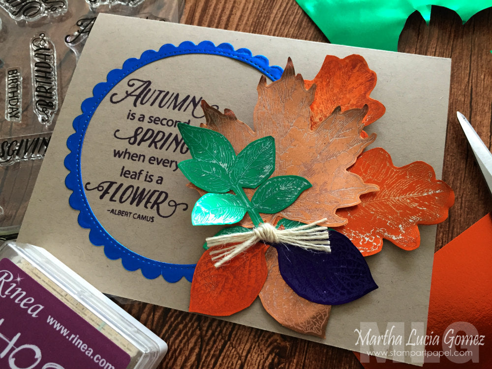 Colorful Autumn Card with Rinea Foiled Paper