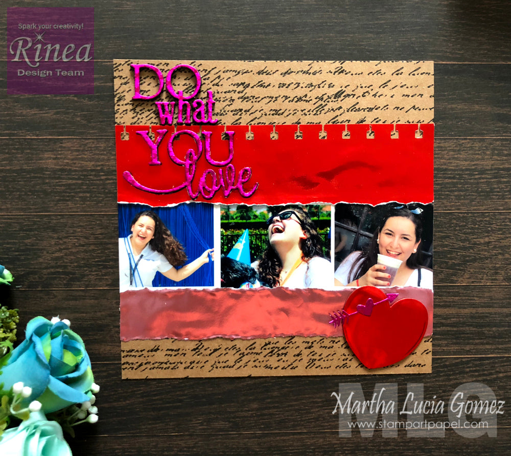 Scrapbook Layout with Rinea Foiled Paper