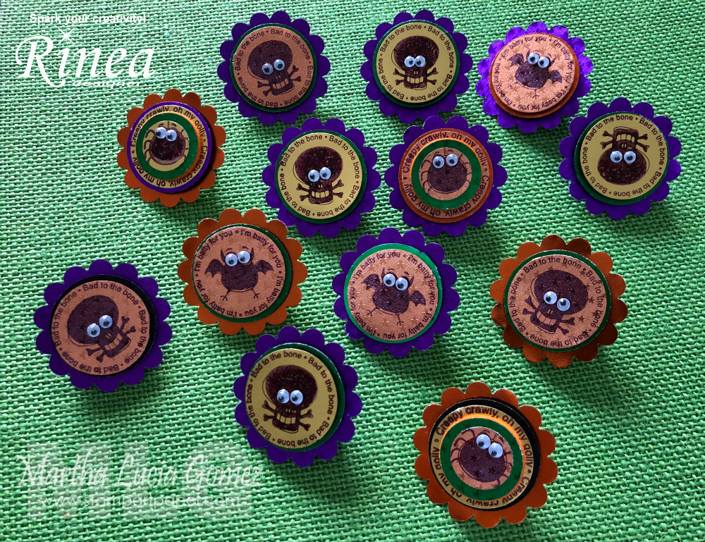 Halloween Buttons using Rinea Foiled Paper