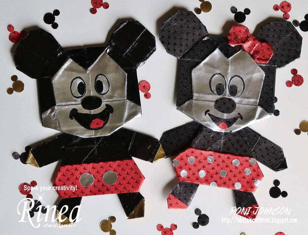 Mickey and Minnie Origami using Rinea Foiled Paper