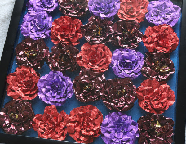 Rinea Foiled Paper Rose Shadow Box by Roni Johnson