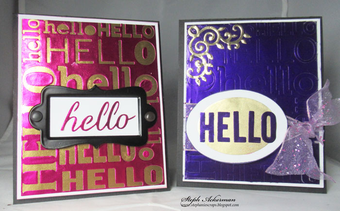 Hello Cards using Rinea Foiled Paper