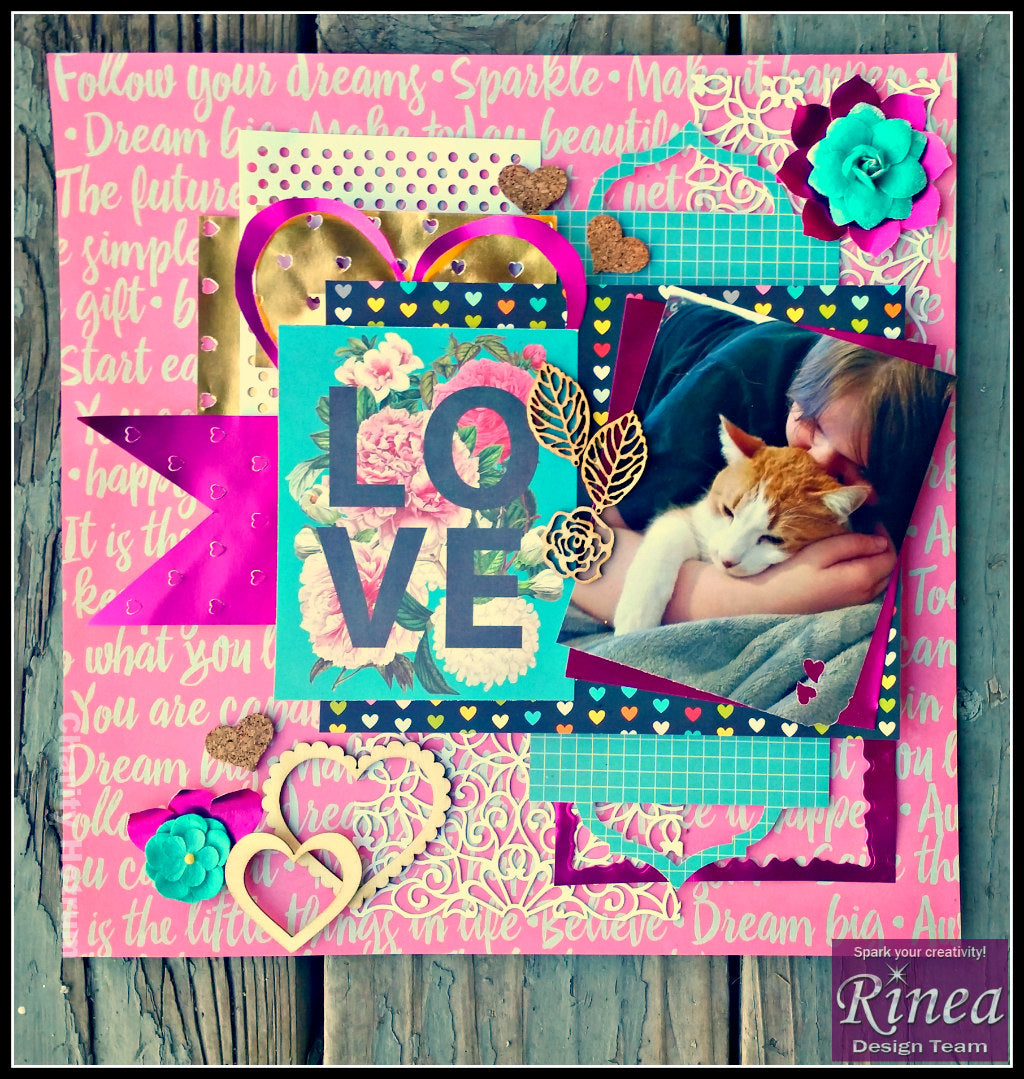 Scrapbook Layout with Rinea Foiled Paper