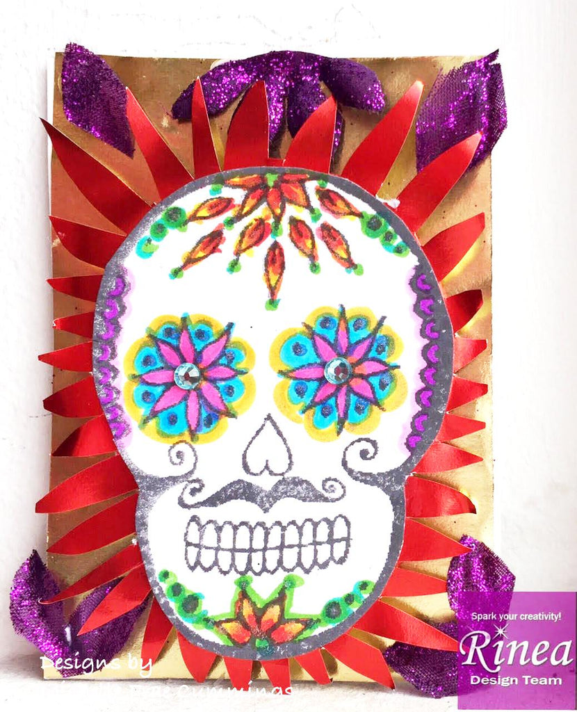 Flaming Day of the Dead ATC with Rinea Foiled Paper