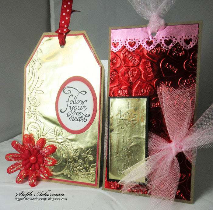 Valentine Tags using Rinea Foiled Paper