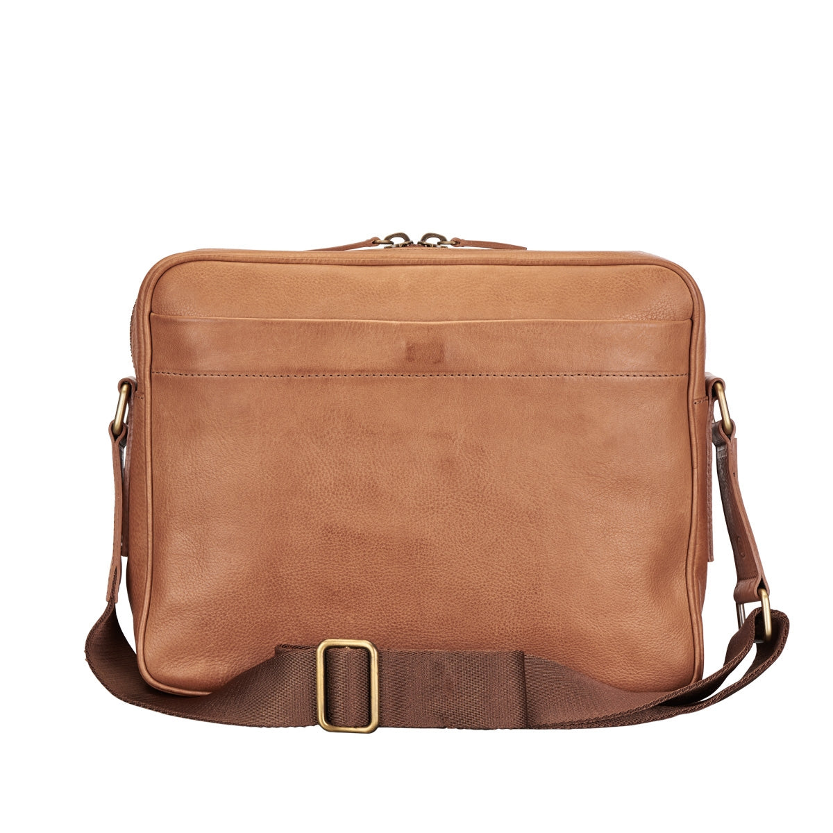 Image 4 of the 'SantinoM' Camel Italian Leather Men's Messenger Bag