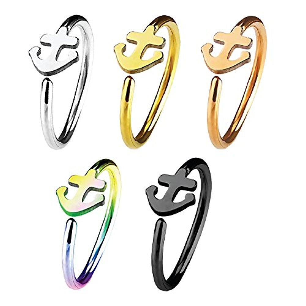 BodyJ4You 5PCS 20G (8mm) Nose Hoop 