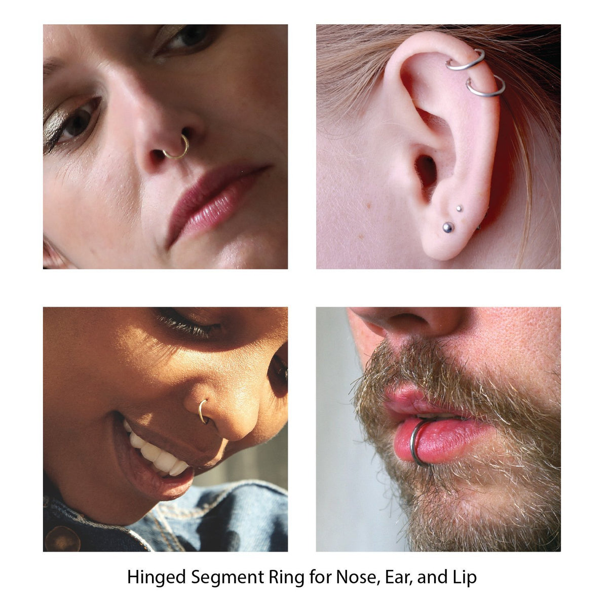 Stainless Steel Septum Piercing Earring Segment Ring Nose Eyebrow Lip Hinge Set 