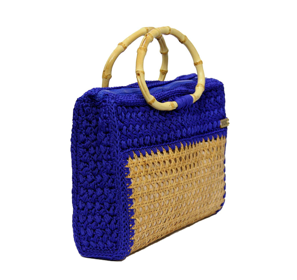 blue crochet bag