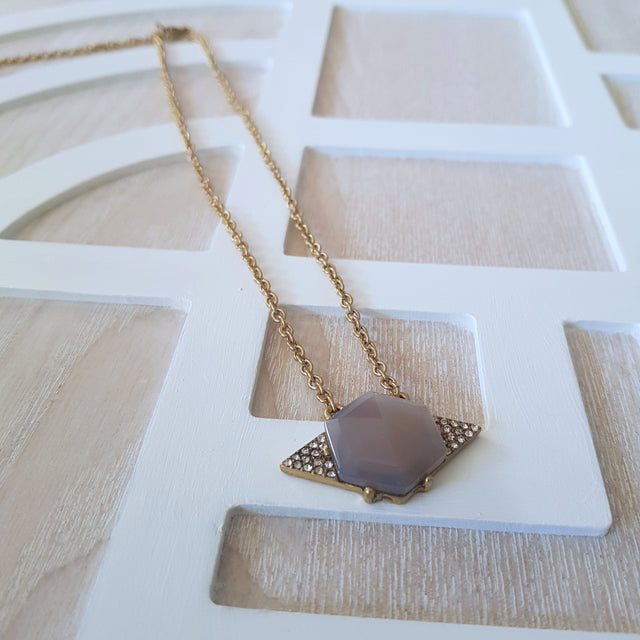 Dainty purple geometric gold necklace-Necklaces-Chubby Precious Accessories