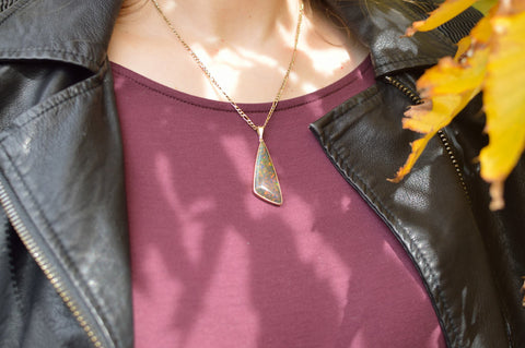 andamooka opal pendant autumn leaves