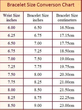Bracelet sizes US standard.