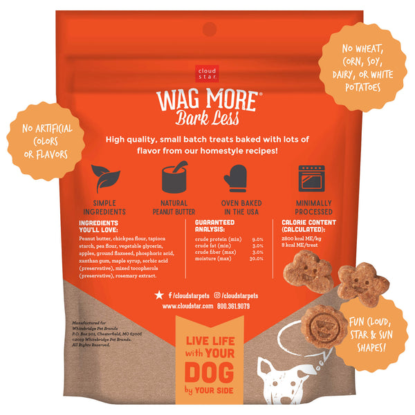 Cloud Star Wag More Bark Less Grain Free Peanut Butter & Apples Soft & Chewy Dog Treats