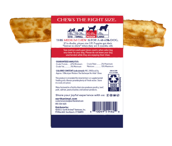 Earth Animal Barbeque No-Hide Wholesome Chews Dog Treats