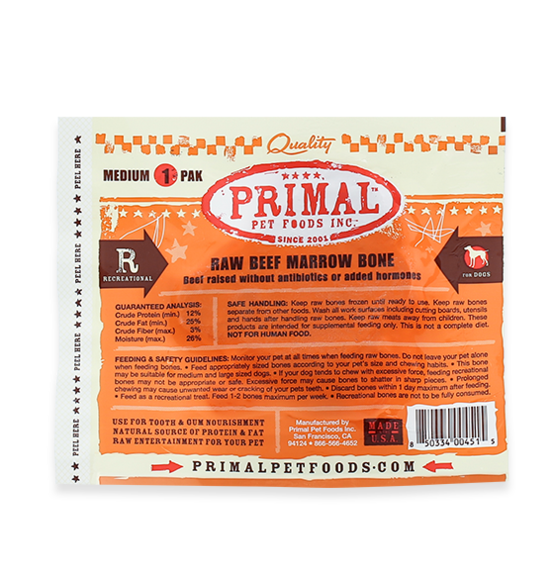 Primal Raw Recreational Beef Marrow Bones