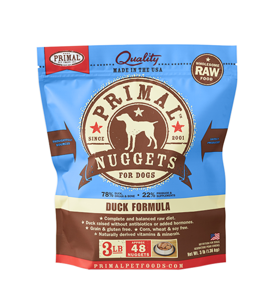 Primal Raw Frozen Duck Nuggets Dog Food