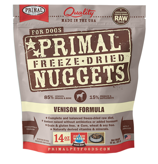 Primal Raw Freeze Dried Venison Nuggets Dog Food