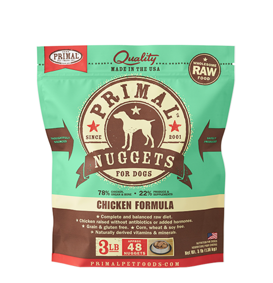 Primal Raw Frozen Chicken Nuggets Dog Food