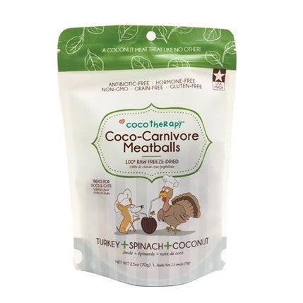 CocoTherapy Coco-Carnivore Meatballs Turkey, Spinach & Coconut Dog Treats