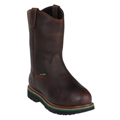 JOHN DEERE MEN'S LEATHER 11" STEEL TOE DARK BROWN