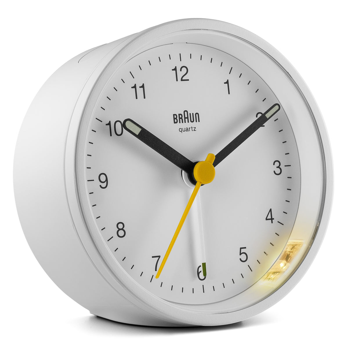 Braun Classic Square Travel Analogue Alarm Clock BNC02X White 