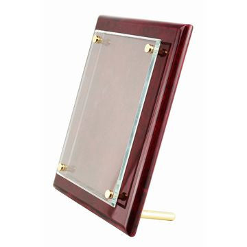 9" x 12" Rosewood Piano Finish Floating Glass Plaque