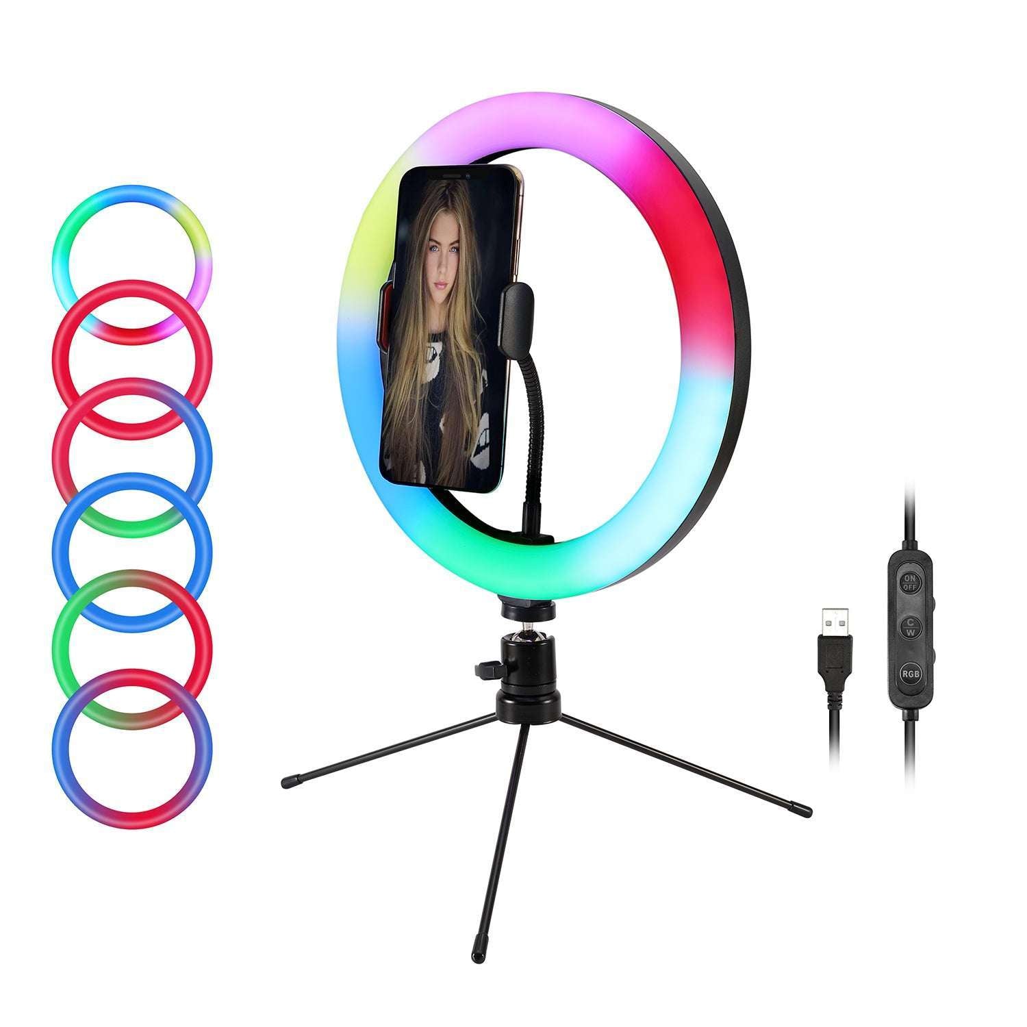 Atletisch rots Handel Multi-Color LED Selfie Ring Light with Small Tripod