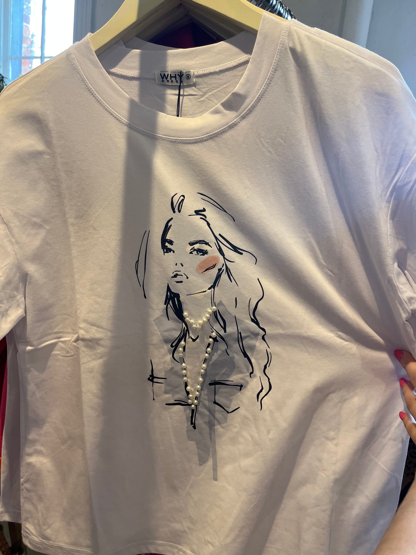 Pearl Detailed Girl Tee - White