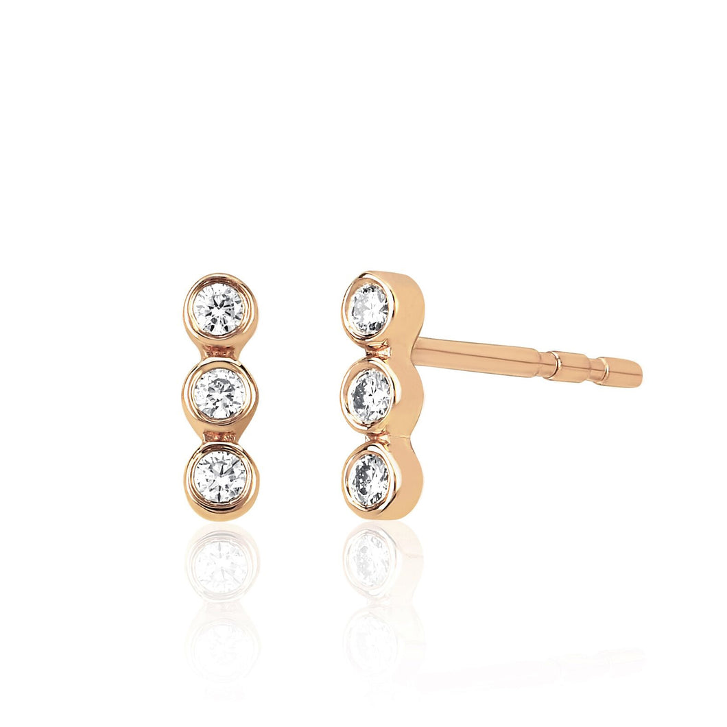 Diamond Triple Bezel Stud Earring