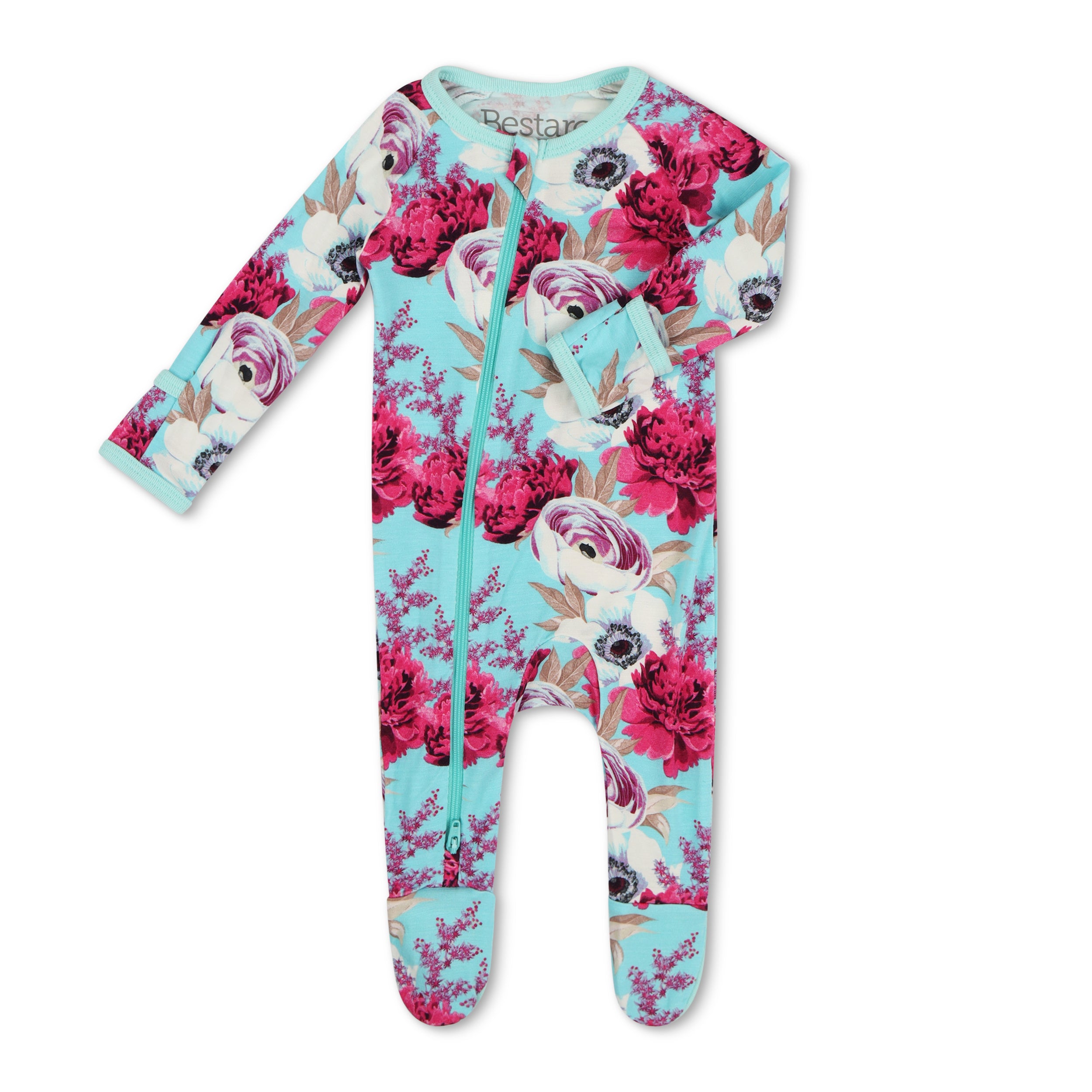 Floral Magenta Aqua Splash Footie