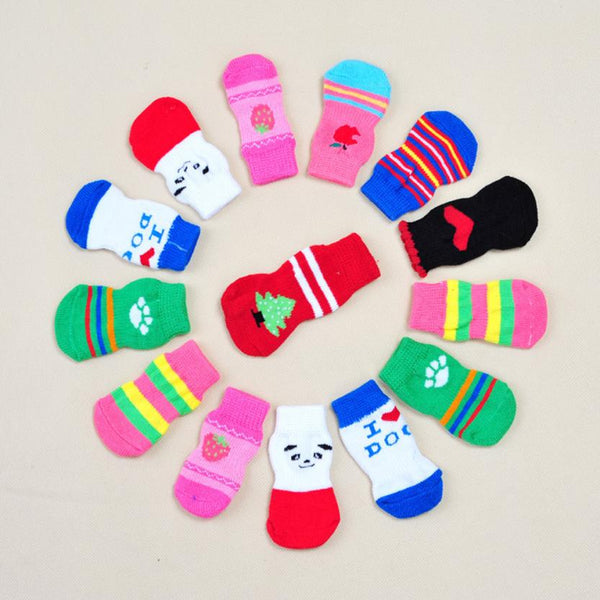 4Pcs Cute Puppy Dog Knits Socks (High 