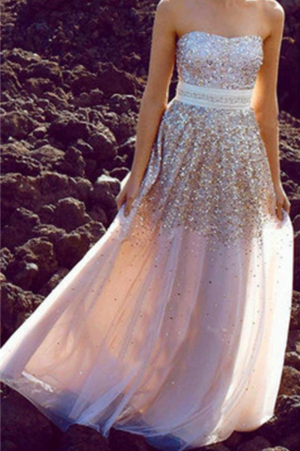 strapless sparkly dress