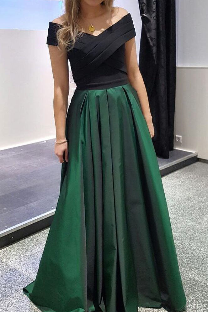 black and dark green dress