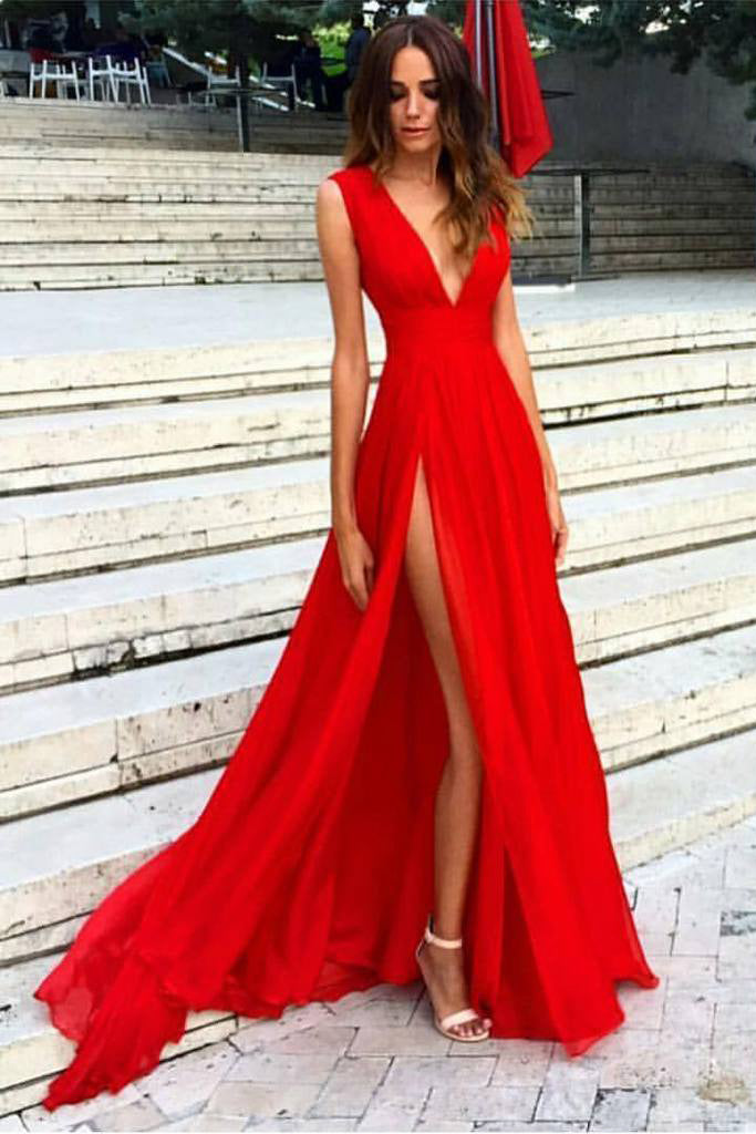 Красное Вечернее Платье С Разрезом