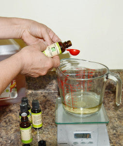 Add ingredients one at a time, taking note of the weight of each ingredient as it is added.