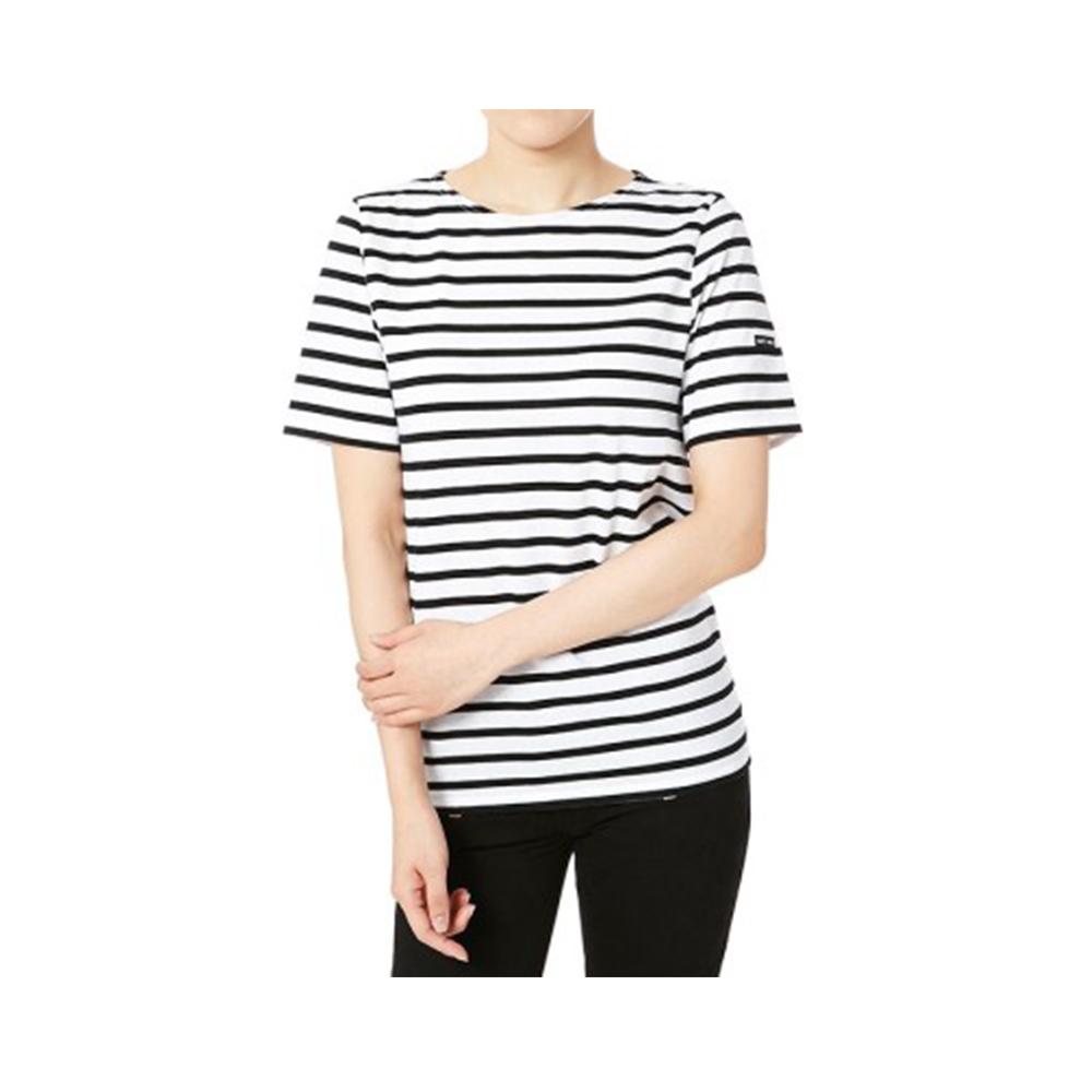Saint James LEVANT MODERNE Breton Stripe Short Sleeve Shirt Neige/Noir 9863-IC