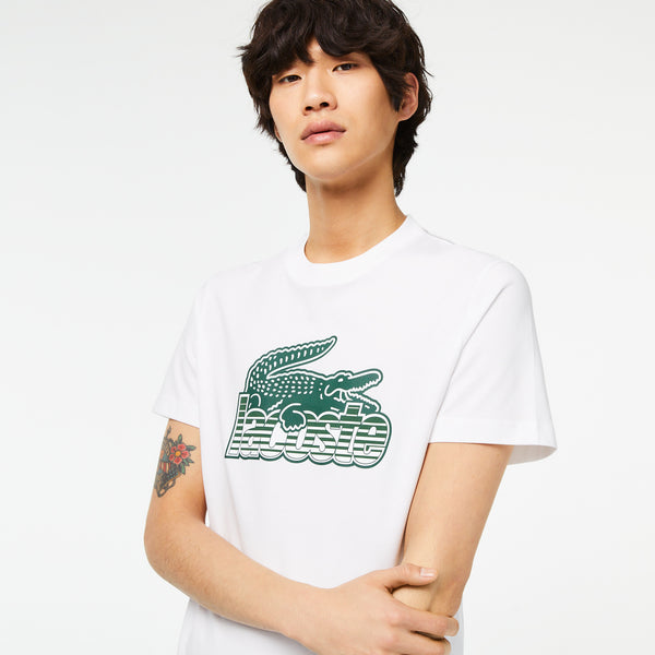 Opfylde ukrudtsplante Fyrretræ APLAZE | Lacoste Men's Cotton Jersey Print T-Shirt White TH5070 51 001