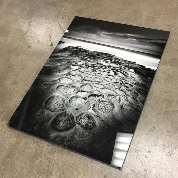 black and white metal print