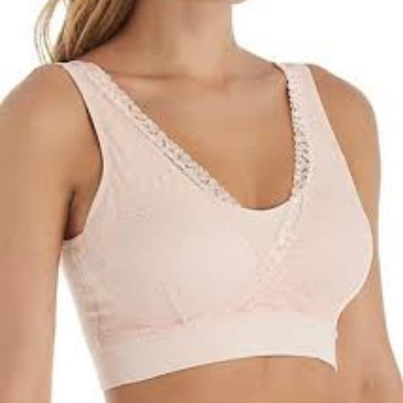 Rhonda Shear Seamless Ahhlette Bra with Lace Crossover