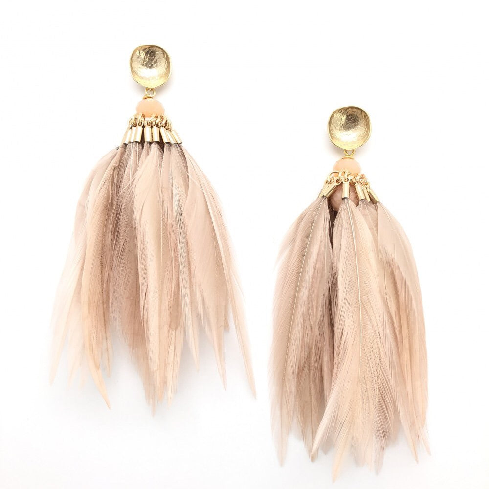 Brinson Feather Earrings - Blush
