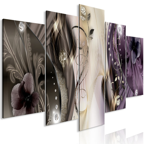 Quadro - Floral Abstraction (5 Parts) Wide Beige
