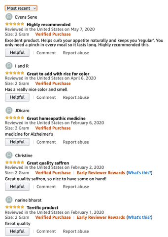 saffron threads and saffron tea reviews in Amazon Safaroma 