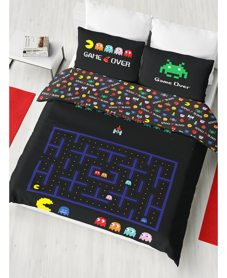 Pacman Space Invaders Retro Games Double Queen Duvet Cover And