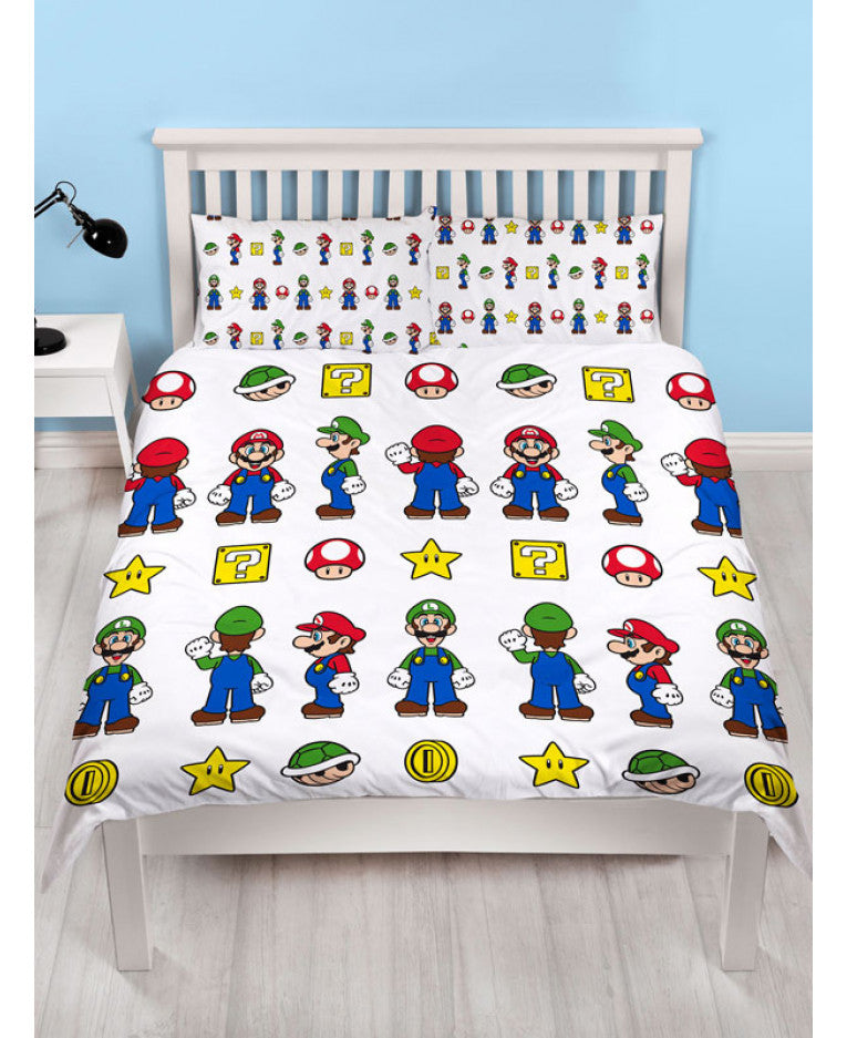 Nintendo Super Mario Stack Double Queen Duvet Cover Set